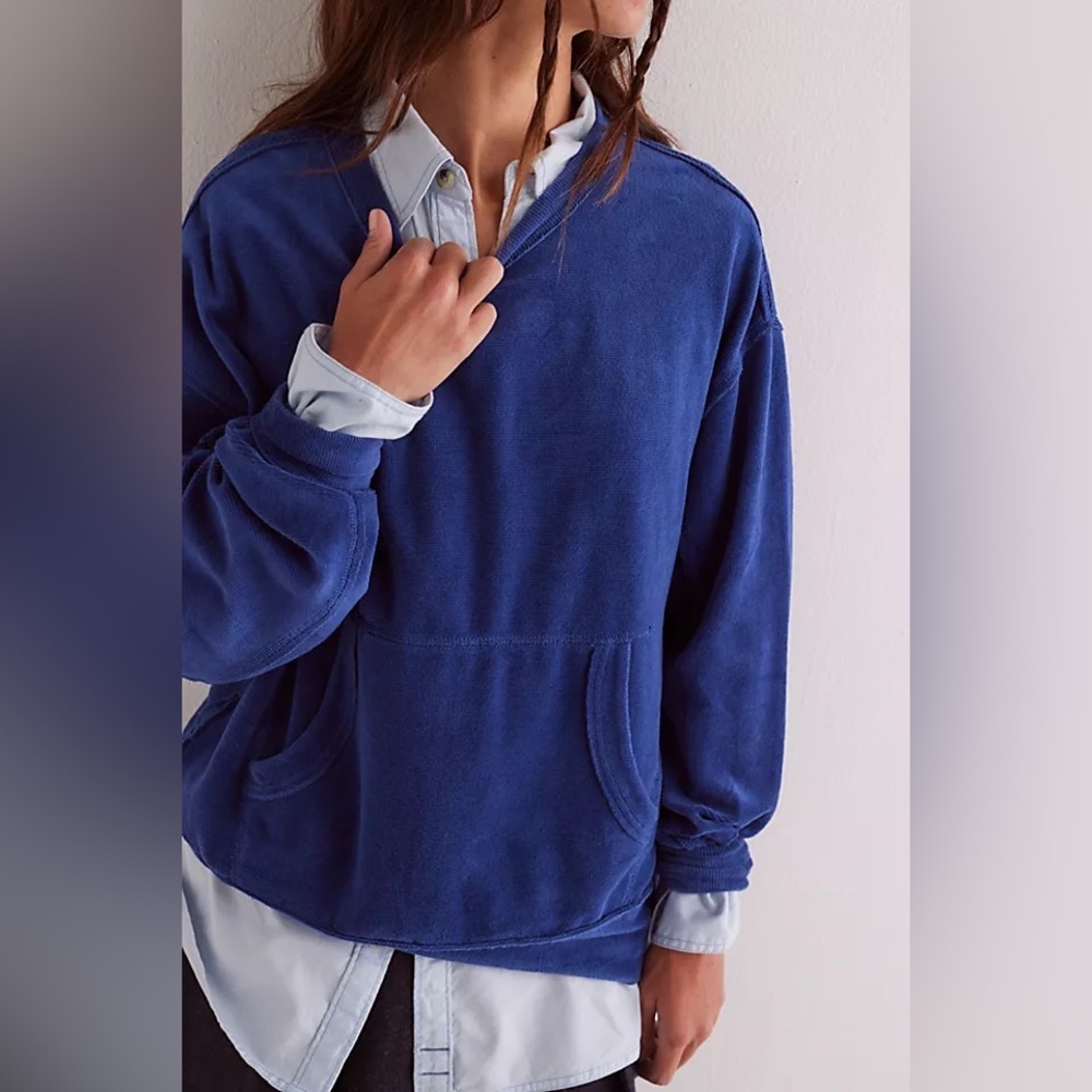 Free People We The Free Preston Velour Pullover XS Blue